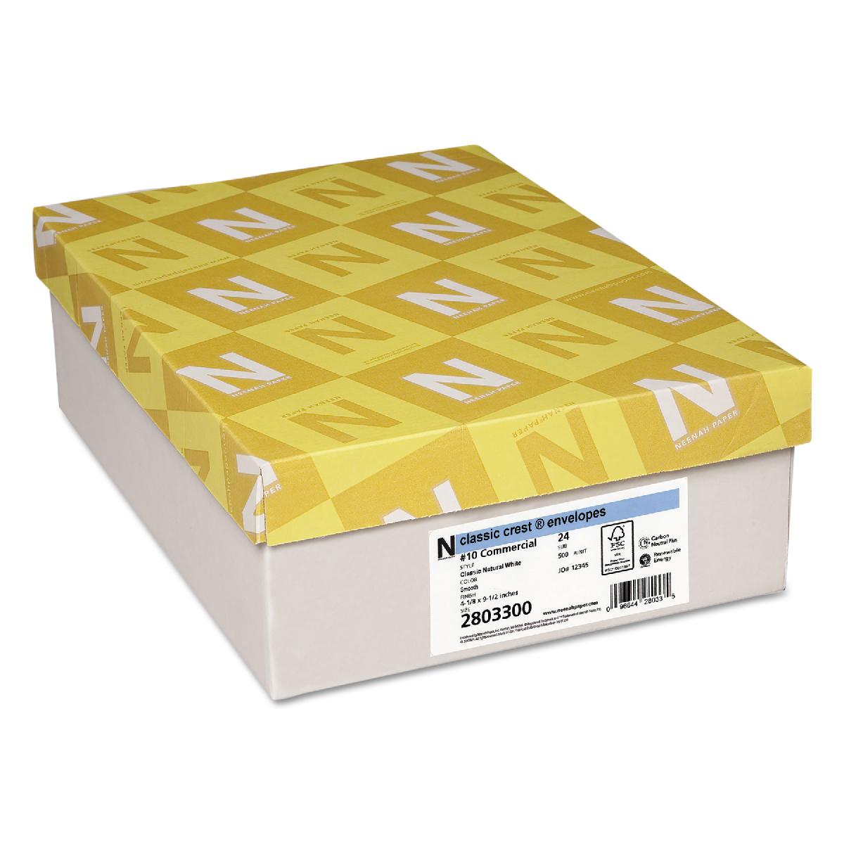 Neenah® Atlas Bond Recycled Bright White 24 lb. Light Cockle No. 10 Envelope 500 per Box